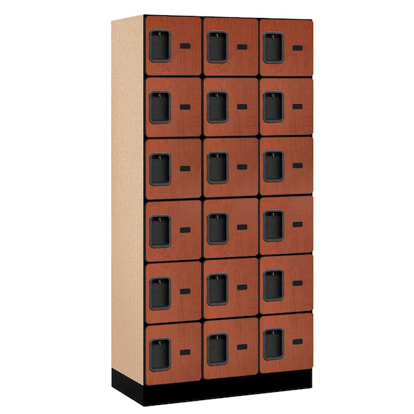 Salsbury Industries Box Locker, 36" W, 18" D, 76" H, (3) Wide, (18) Openings, Cherry 36368CHE - main